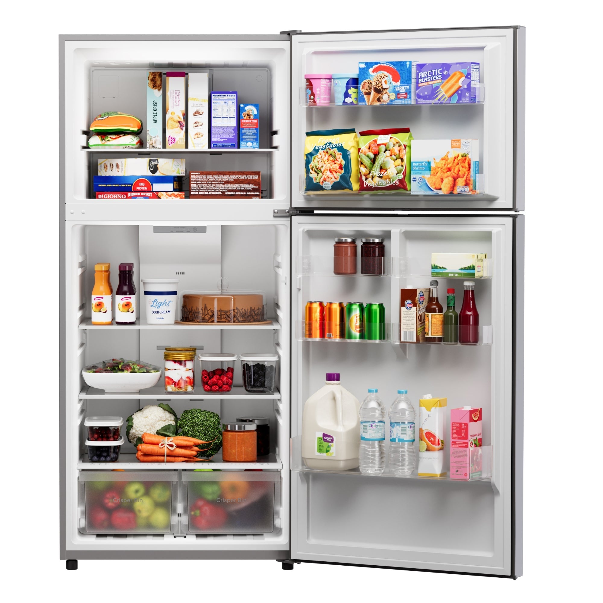 Kenmore 30 Inch 18.1 Cu Ft Top Mount Refrigerator in Metallic Steel - Energy Efficient Kitchen Appliance for Small Spaces & Apartments