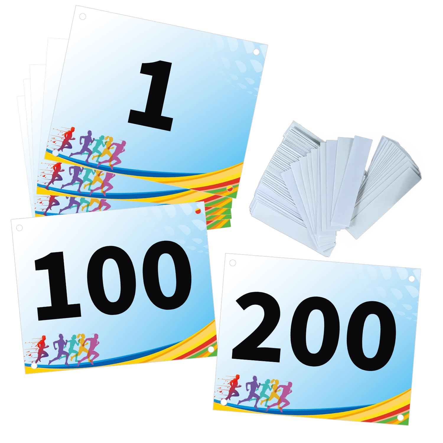 Tyvek Race Bibs - Durable Running Numbers with Bib Tape (No Pins Needed) for Marathon, Track & Field, Tryouts, Sports Events - Perfect for Runners, Athletes & Competitions