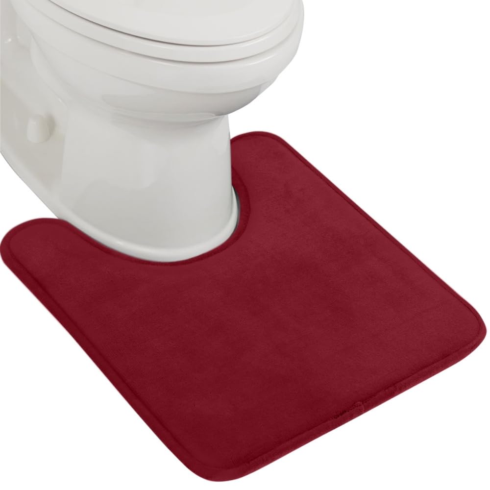 Premium Gorilla Grip Memory Foam Bath Mat - Ultra Soft Absorbent Velvet Toilet Rug, Non-Slip U-Shaped Contour Design, Machine Washable Luxury Bathroom Floor Mat (22.5