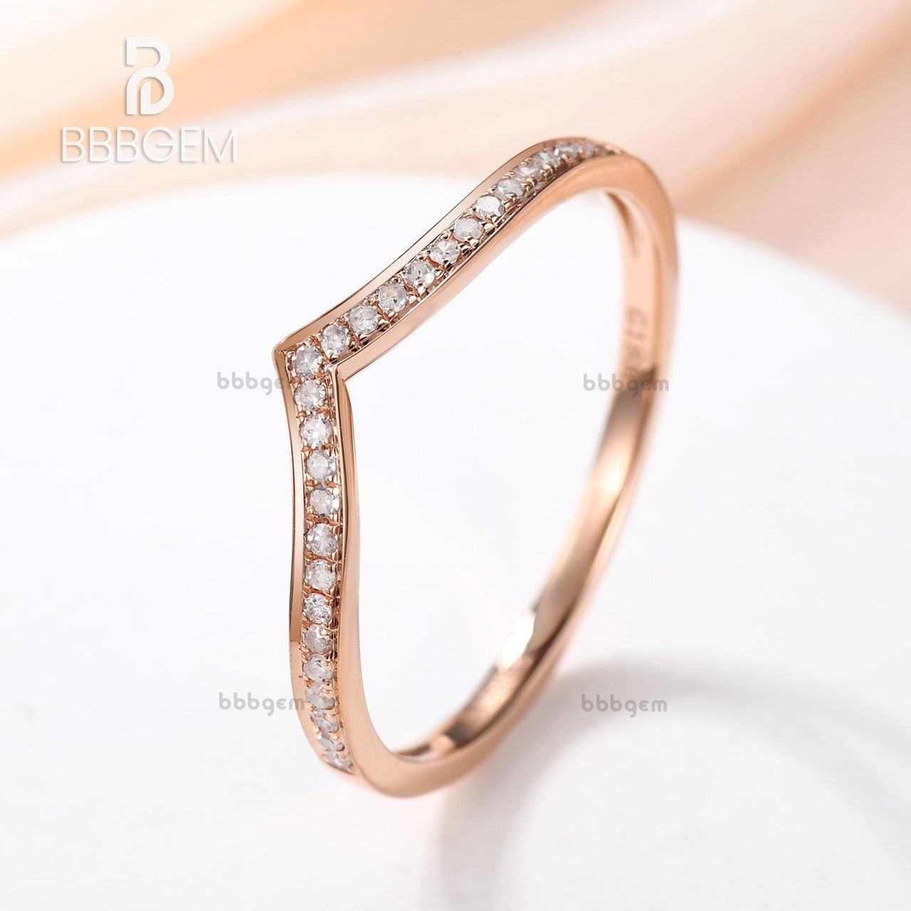 Art Deco V-Shaped Diamond Wedding Band - Curved Chevron Matching Ring for Couples | Perfect for Engagement, Anniversary & Bridal Jewelry Gifts