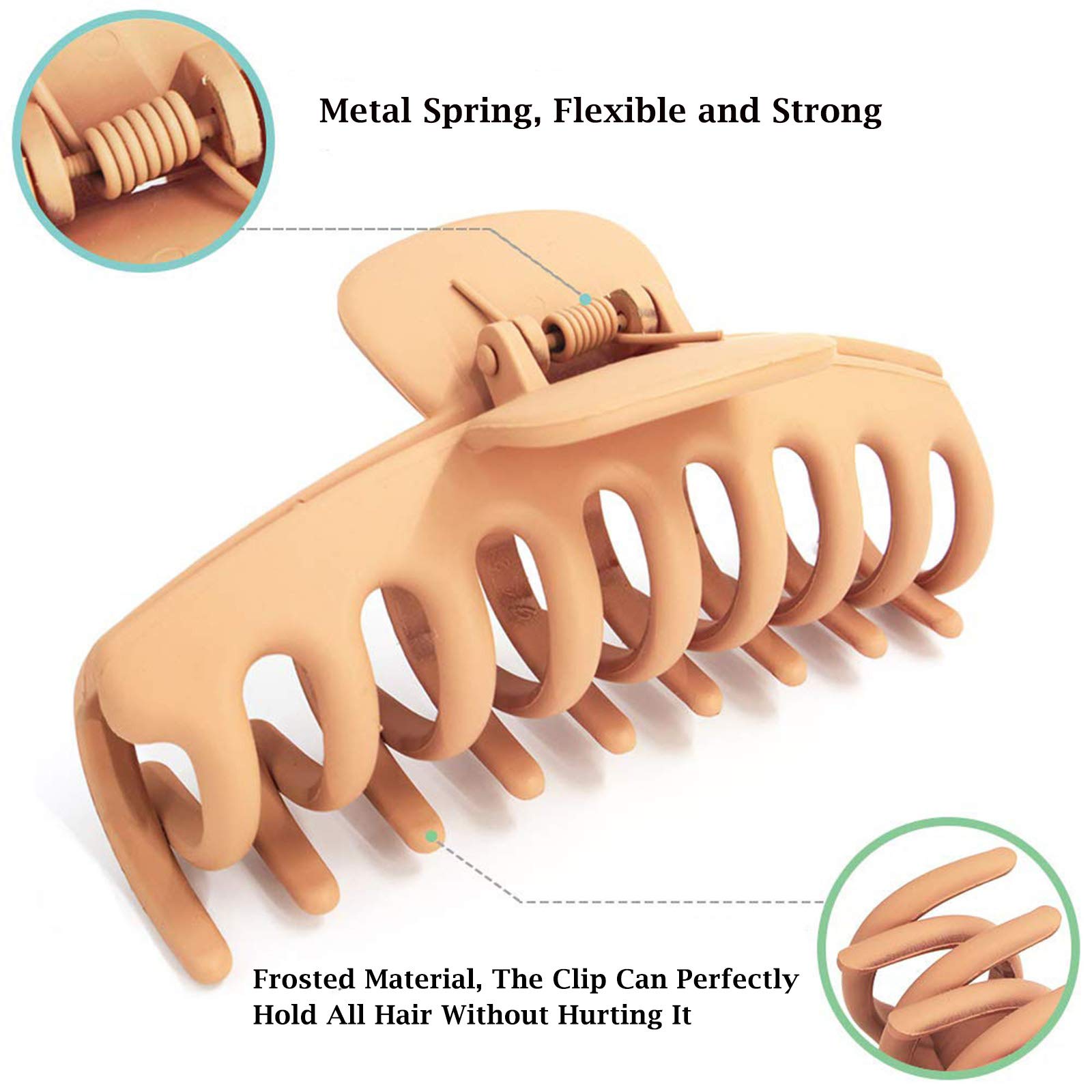 Non-Slip Large Hair Claw Clips for Women - 8PCS Matte Finish Strong Hold Hair Clips for Thin & Thick Hair - Perfect for Updos, Ponytails & Everyday Hairstyles