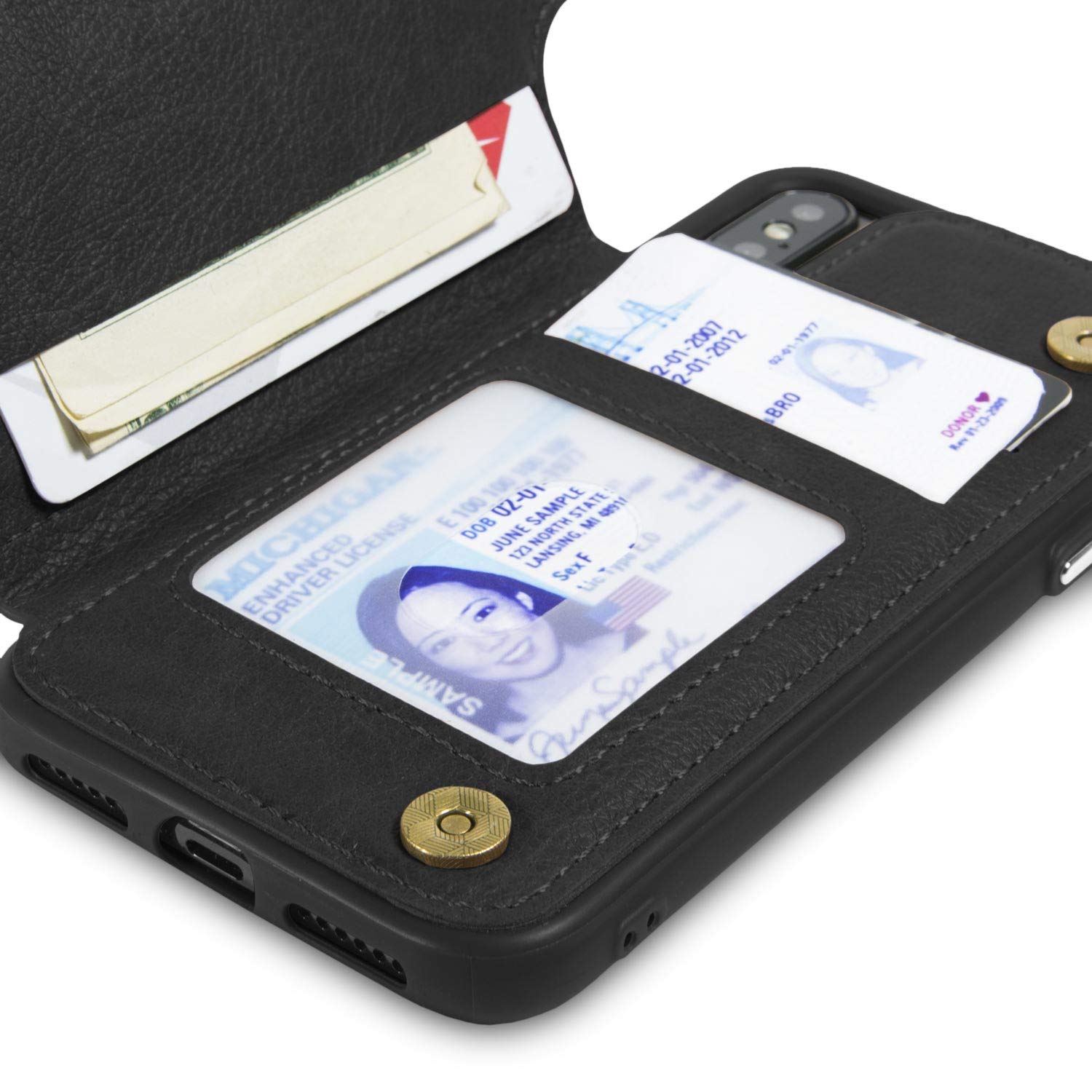 Vegan Leather iPhone X/Xs Wallet Case with Credit Card Holder - Slim Fit Protective Phone Cover for Apple iPhone X & Xs | Daytripper Series | Perfect for Travel, Work & Daily Use