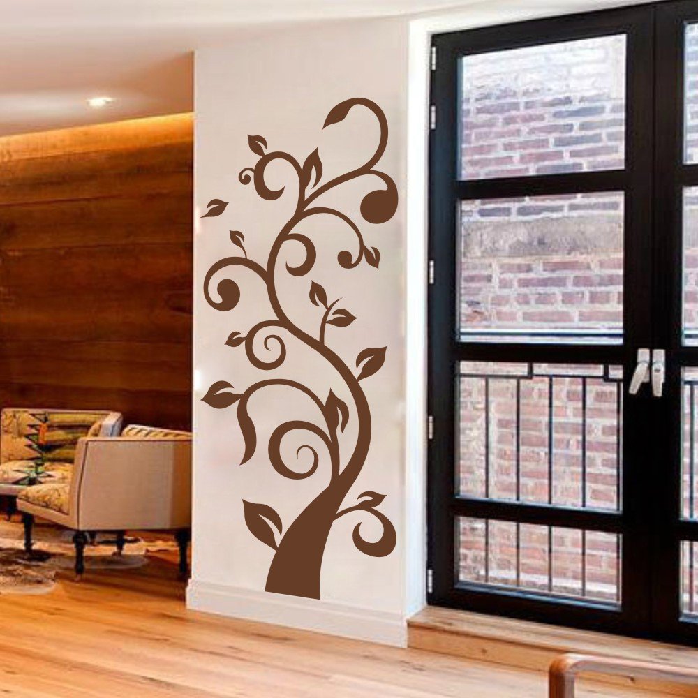 DigTour Wall Art - Self-Adhesive Vinyl Curly Tree Wall Decal Sticker, Brown Nature-Inspired Home Decor for Living Room, Bedroom & Nursery | Easy Peel & Stick Wall Mural Graphic