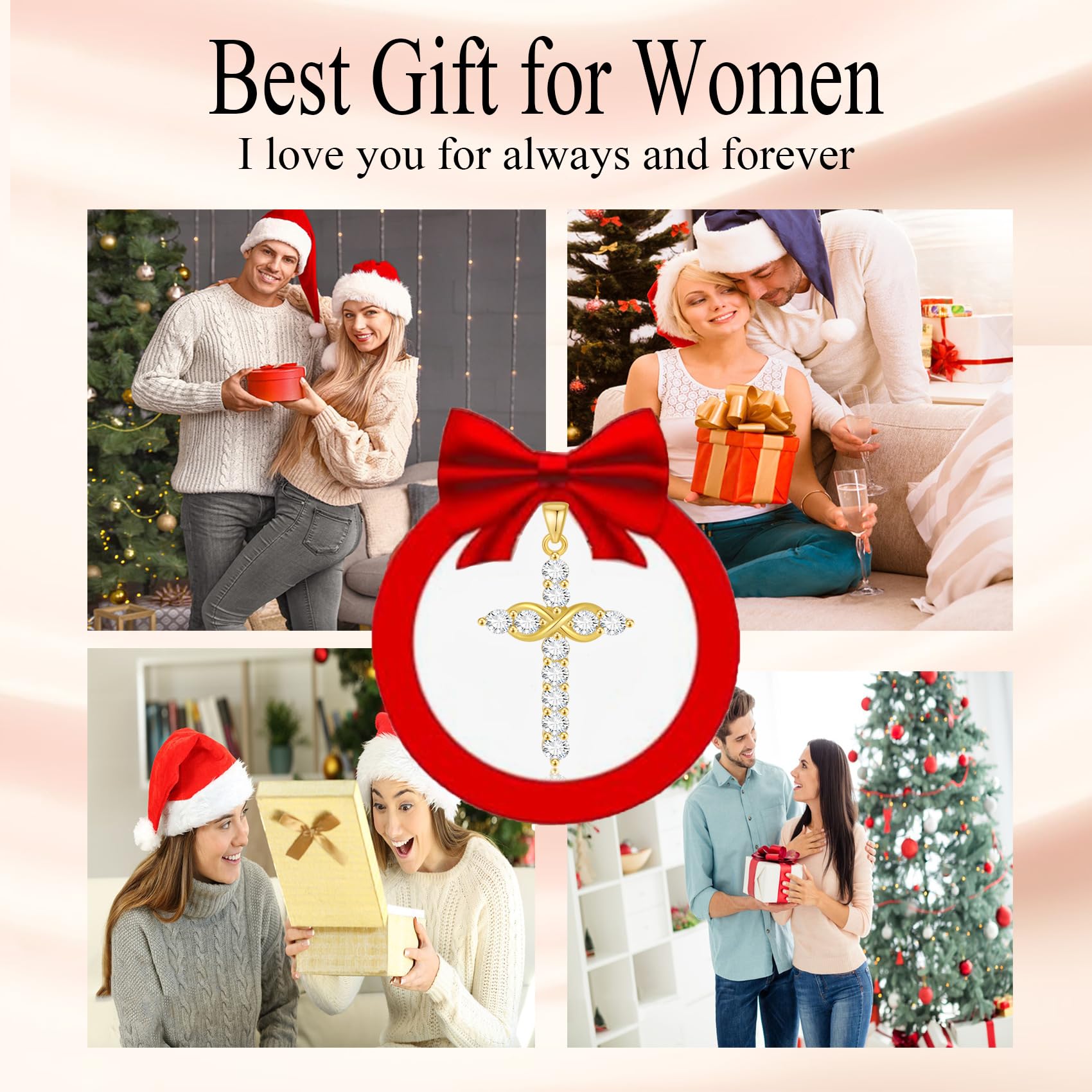 925 Sterling Silver Infinity Cross Necklace for Women - 18K Gold Plated with 5A Cubic Zirconia - Elegant Christian Jewelry for Baptism, Anniversary & Birthday Gifts - Perfect for Church, Weddings & Special Occasions