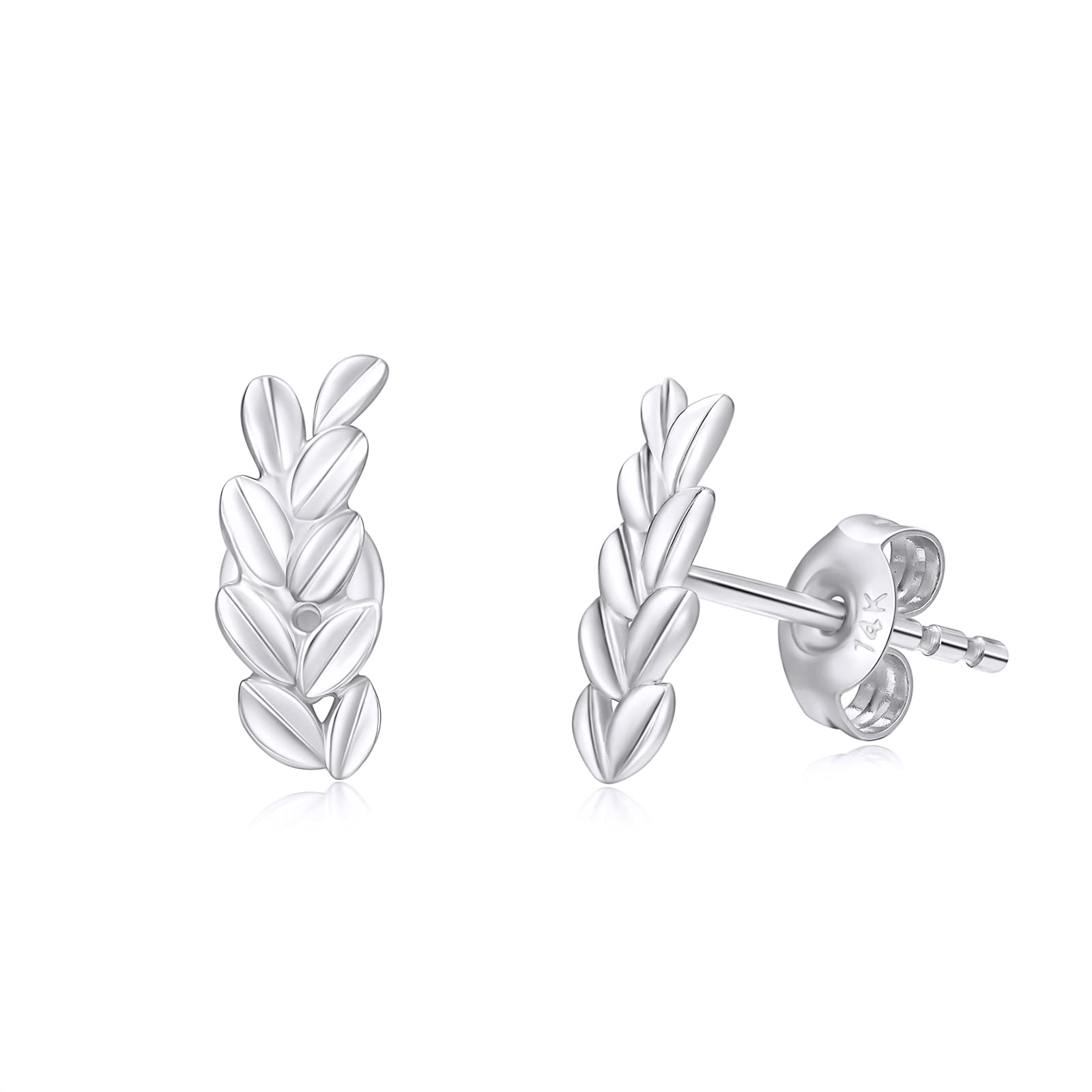 14K Gold Leaf Earrings for Women - Real 14 Carat Gold Stud Earrings, Dainty Minimalist Jewelry Gift for Her - Perfect for Weddings, Anniversaries & Everyday Elegance
