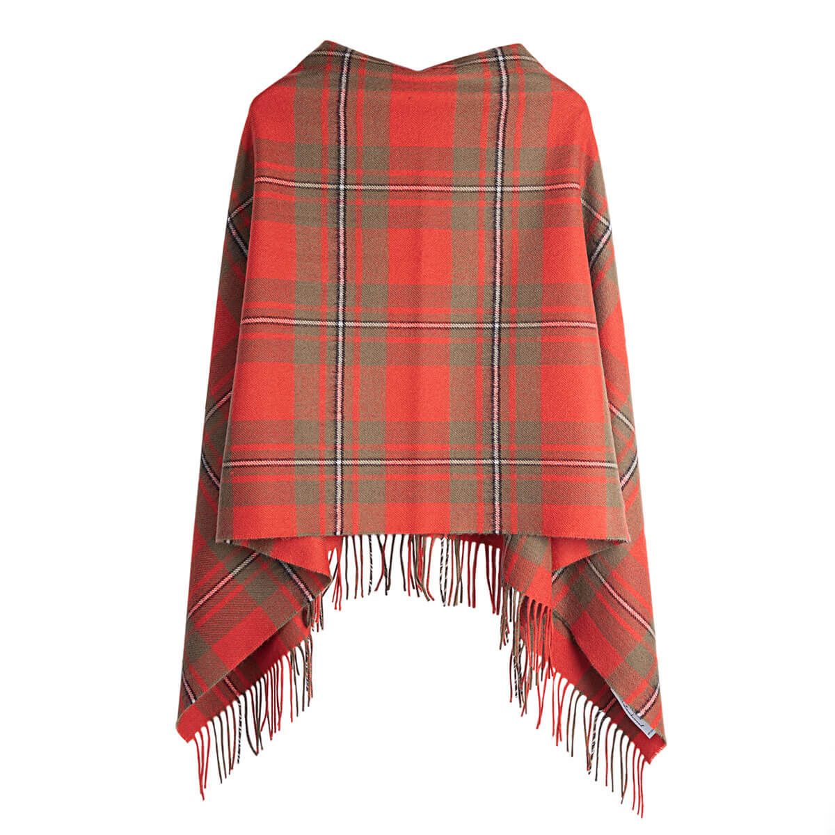 Georgia MacGregor Weathered Tartan Lambswool Poncho - Cozy Wool Wrap Shawl for Women | Perfect for Fall, Winter & Outdoor Adventures