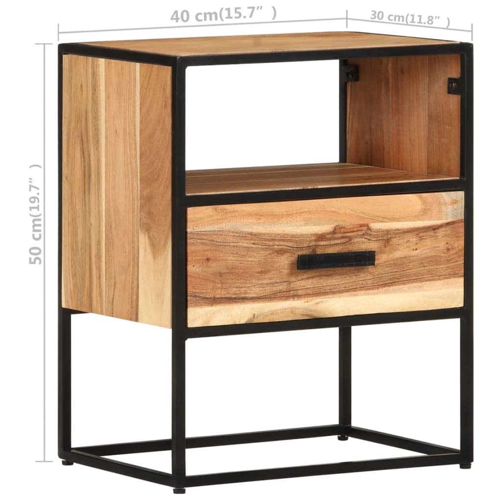 Modern Acacia Wood Nightstand - 15.7