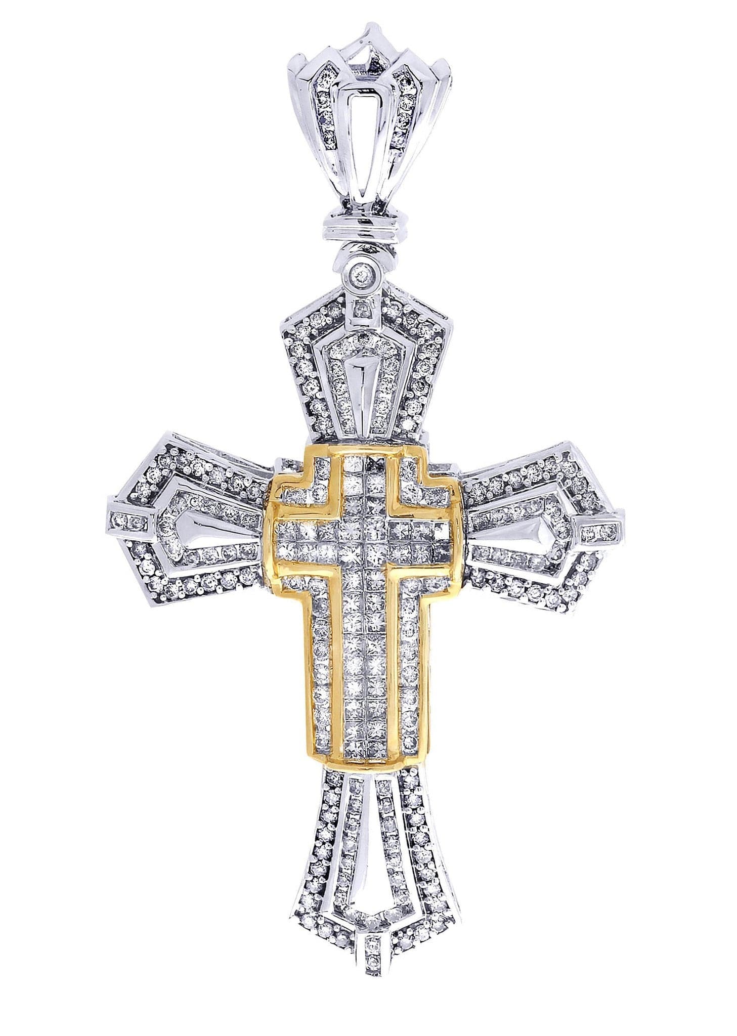 2.75 Carat Diamond Cross Pendant Necklace - 17.18 Grams Solid Gold Religious Jewelry for Women - Perfect for Baptism, First Communion & Wedding Gifts