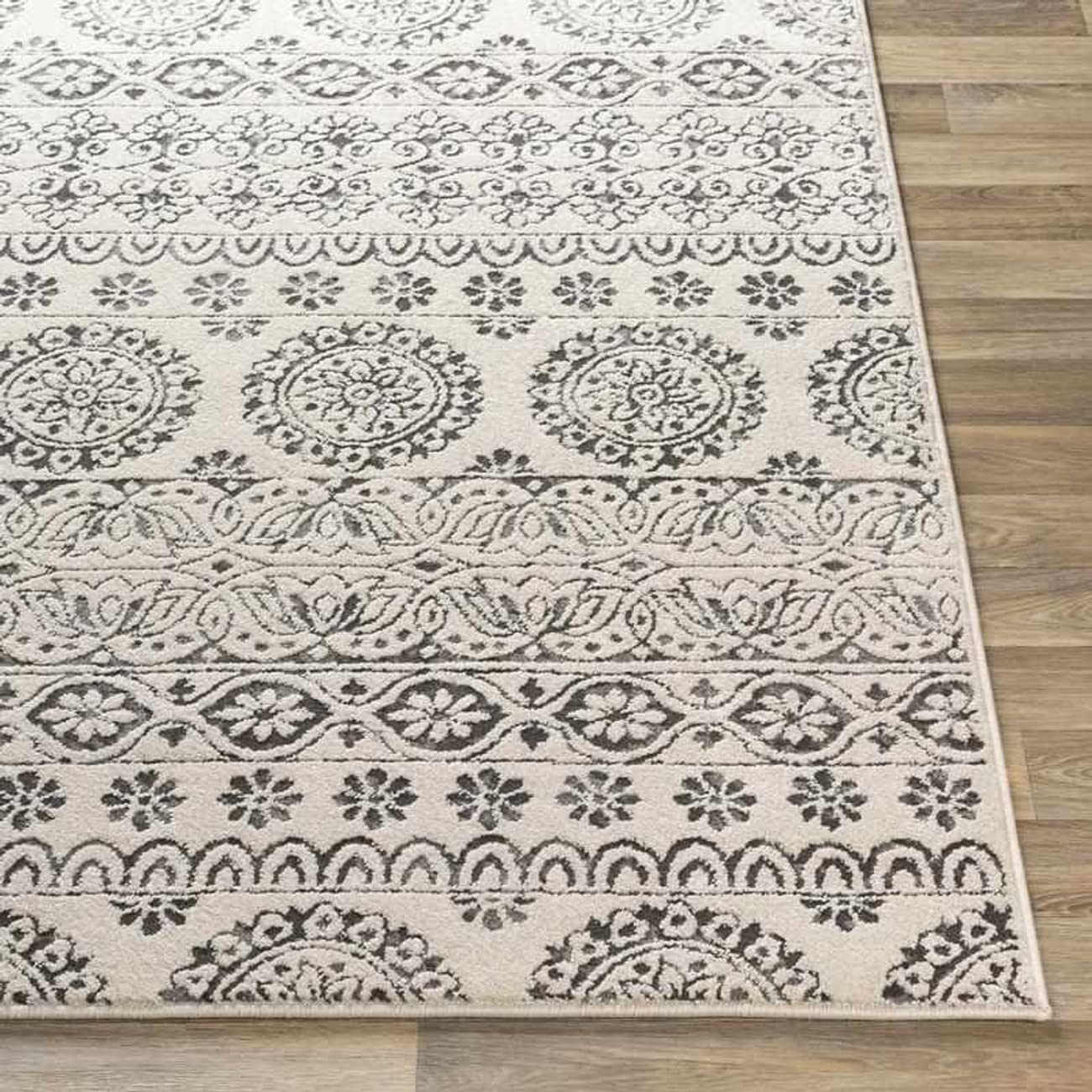Mark&Day 8x10 Traditional Charcoal Area Rug - Soft & Durable Beige Black Carpet for Living Room, Bedroom, Kitchen | Perfect for Home Decor, Cozy Spaces & High Traffic Areas (7'10