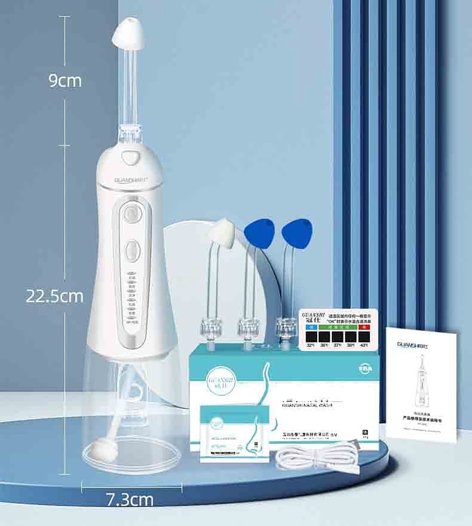 LUCEAE Electric Nasal Irrigator with 4 Nozzle Tips - 360° Rotating Nasal Cleaner, 5 Pressure Modes for Adults & Kids - Portable Sinus Rinse System for Allergy Relief, Cold & Flu Care (Perfect for Travel, Home Use & Daily Nasal Hygiene)