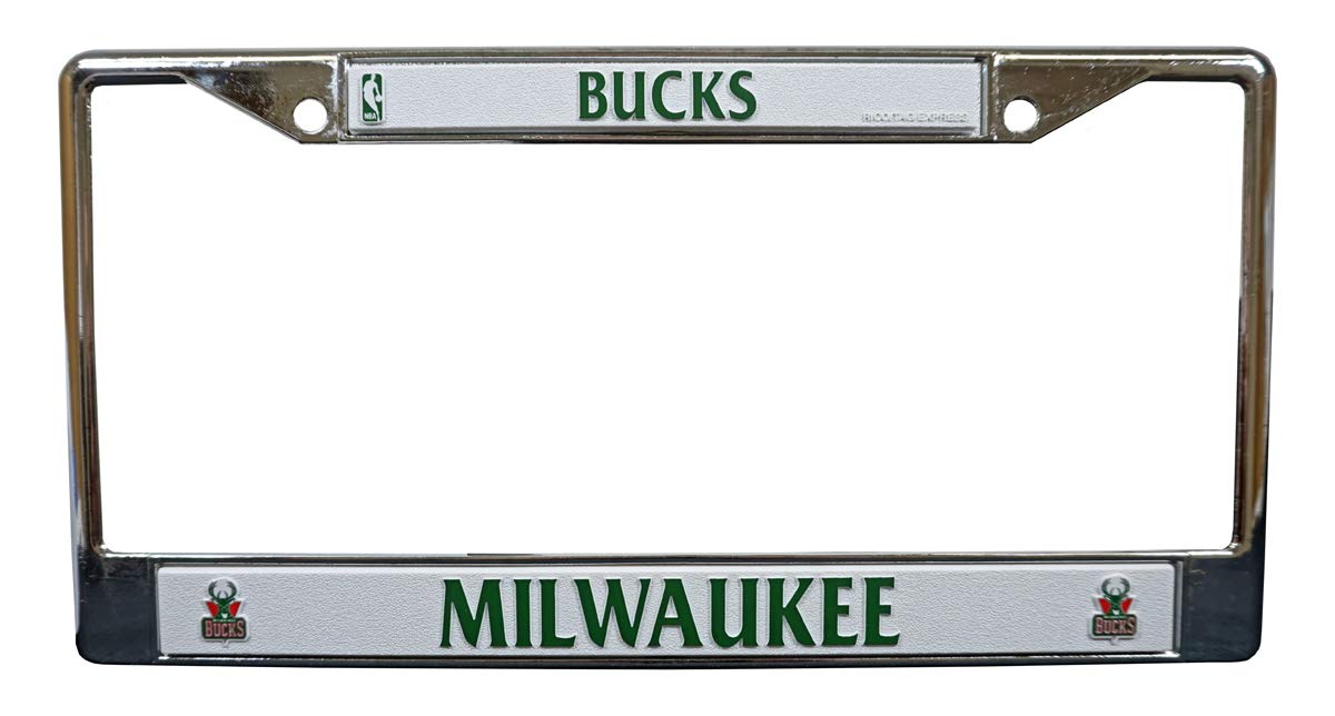Milwaukee Bucks NBA Chrome Metal License Plate Frame - Set of 2 | Durable Team Logo Car Accessories for Fans & Collectors | Perfect for Game Day, Tailgating & Showing Team Spirit