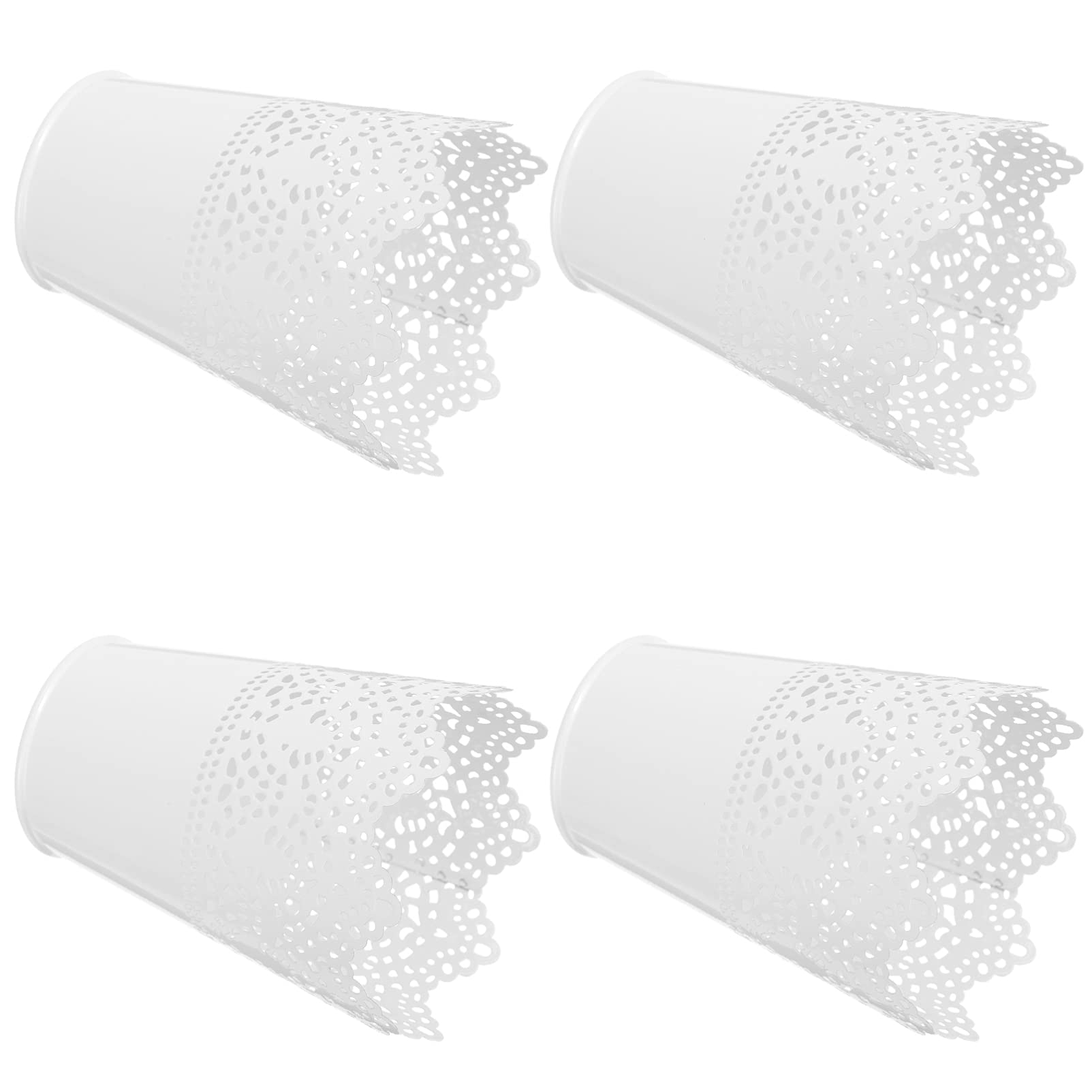 EXCEART 4-Piece Metal Flower Vase Set - Rustic Iron Hollow Planter with Lace Design, Multi-Functional Desktop Organizer for Pencils, Jewelry & Small Trash - Perfect for Home Office, Wedding Decor & Farmhouse Style Decorations