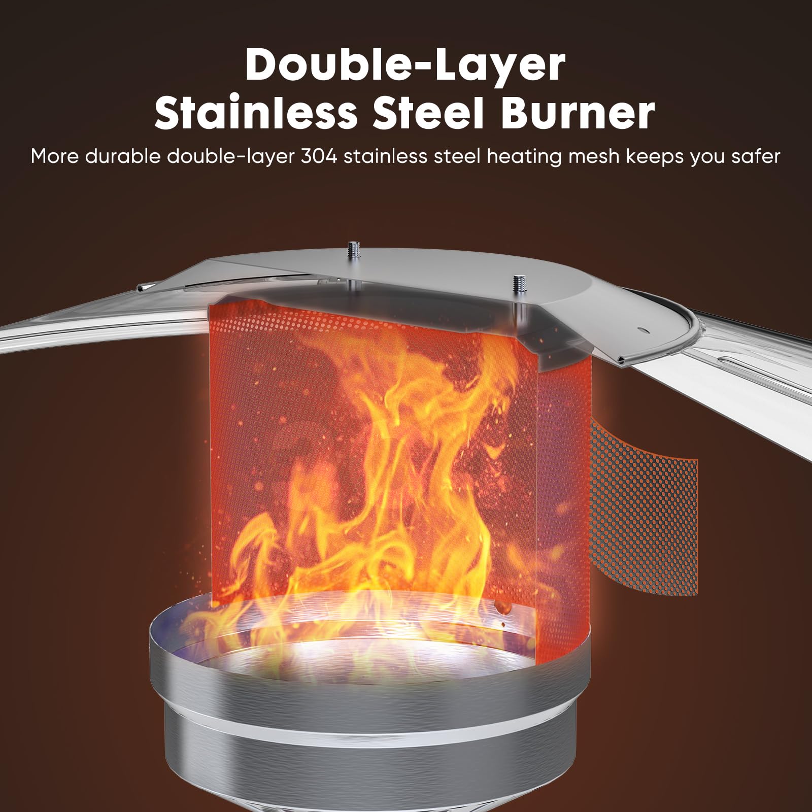 48,000 BTU Propane Patio Heater with Wheels - Outdoor Stainless Steel Heater for Deck, Porch, Backyard, Camping & Commercial Use - Double Layer Burner for Even Heat Distribution - Perfect for Patio Parties, Restaurants & Cold Weather Gatherings