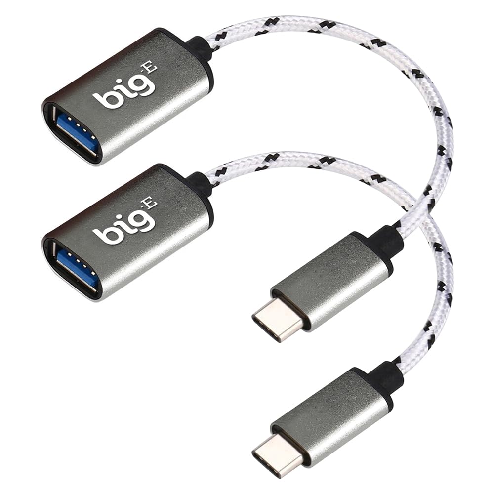 5Gbps USB-C to USB 3.0 Adapter [2 Pack] - Thunderbolt 3/4 Compatible, USB OTG Support for Samsung Galaxy A51 & More - Silver (Perfect for Travel, Office & Mobile Data Transfer)