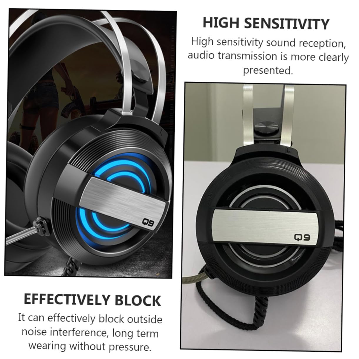 Hoement Premium Noise Cancelling Gaming Headset with Comfortable Earmuffs - Ergonomic Design for Long Gaming Sessions, PC/PS4/Xbox/Phone Use - Perfect for Streaming, Esports & Online Meetings