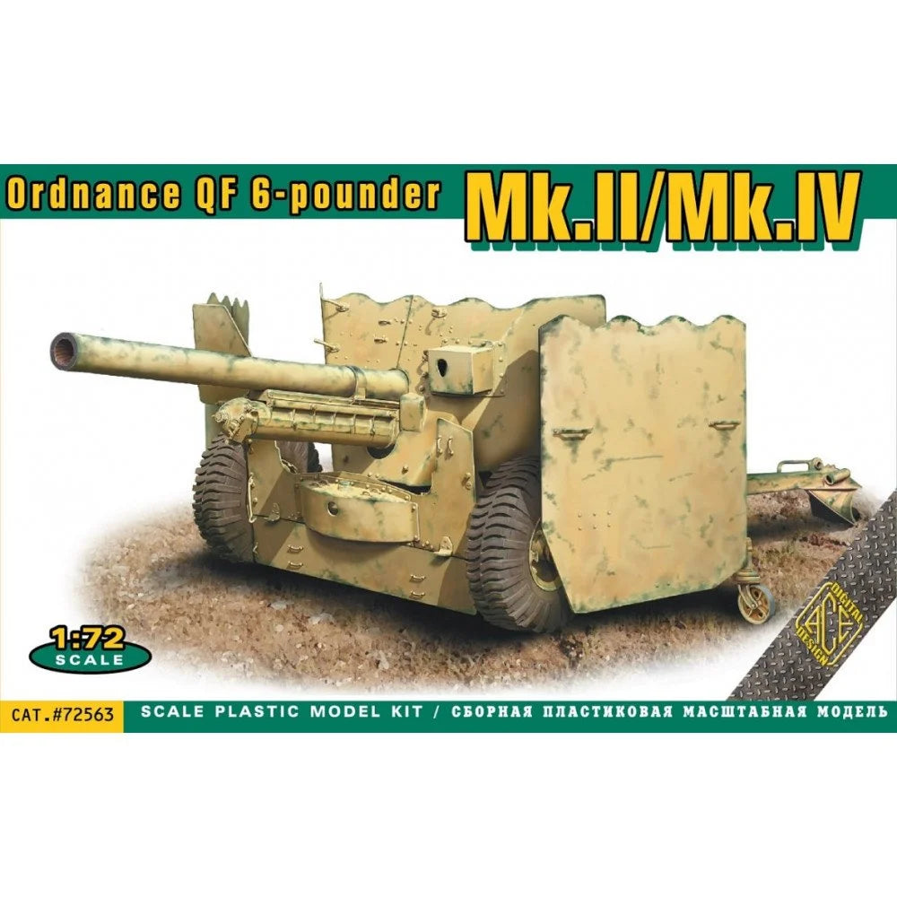 Ace Models 72563 1/72 Scale Ordnance QF 6 Pounder 7cwt Mk.II British Anti-Tank Gun - WW2 Military Model Kit for Collectors & Wargaming Scenes