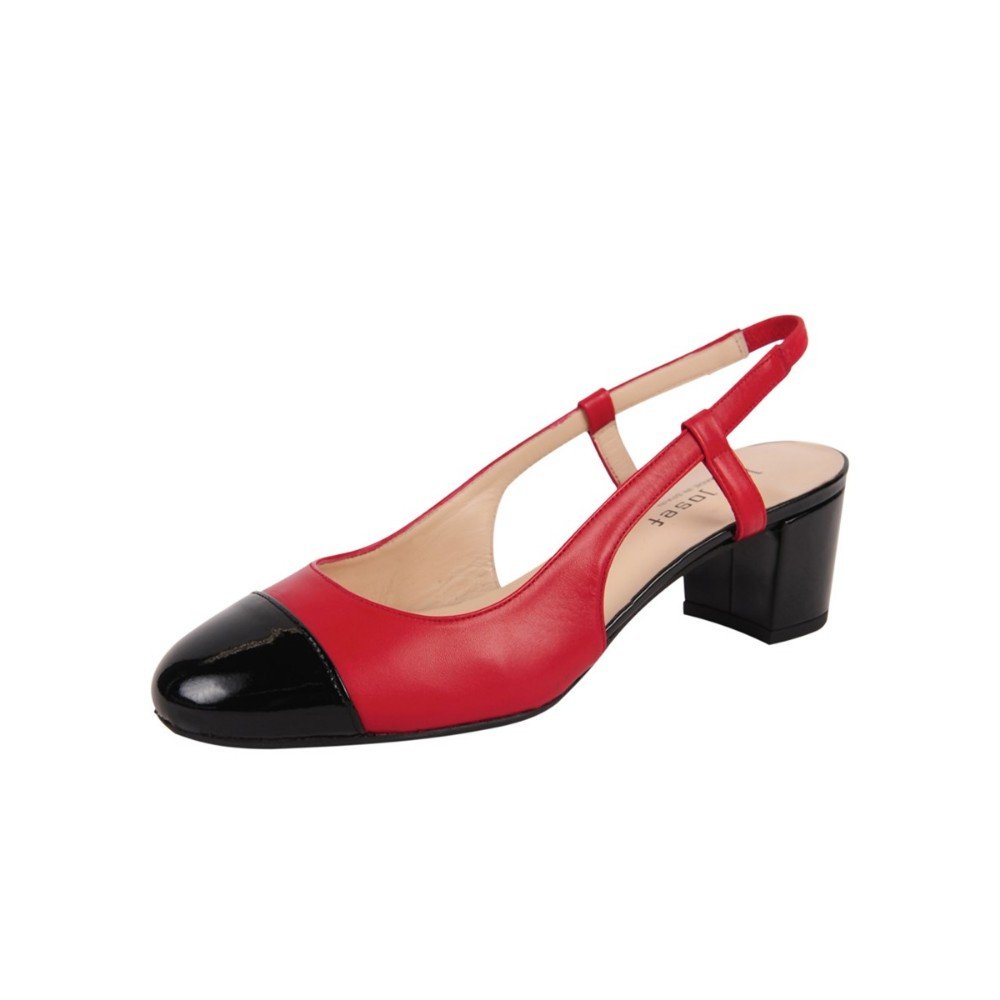 Jon Josef Deluna Women's Red and Black Slingback Pump Heels - Elegant Dress Shoes for Parties, Weddings & Evening Events