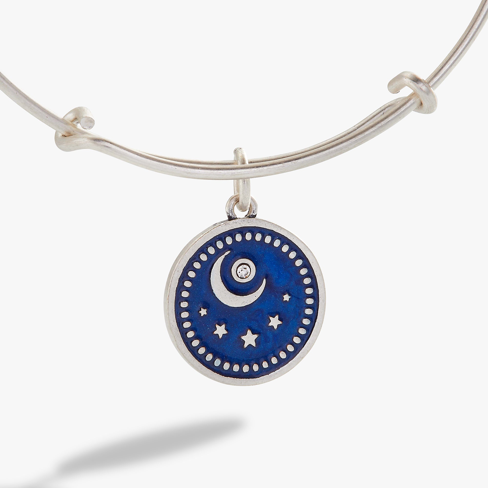 Crystal Moon Charm Bangle Bracelet for Women - Elegant Adjustable Silver Moonstone Jewelry for Boho Style & Spiritual Healing | Perfect for Yoga, Meditation & Gift Giving