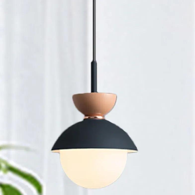 Single Head Glass Globe Pendant Light - Modern Hanging Fixture for Kitchen Island, Dining Room & Bedroom Lighting