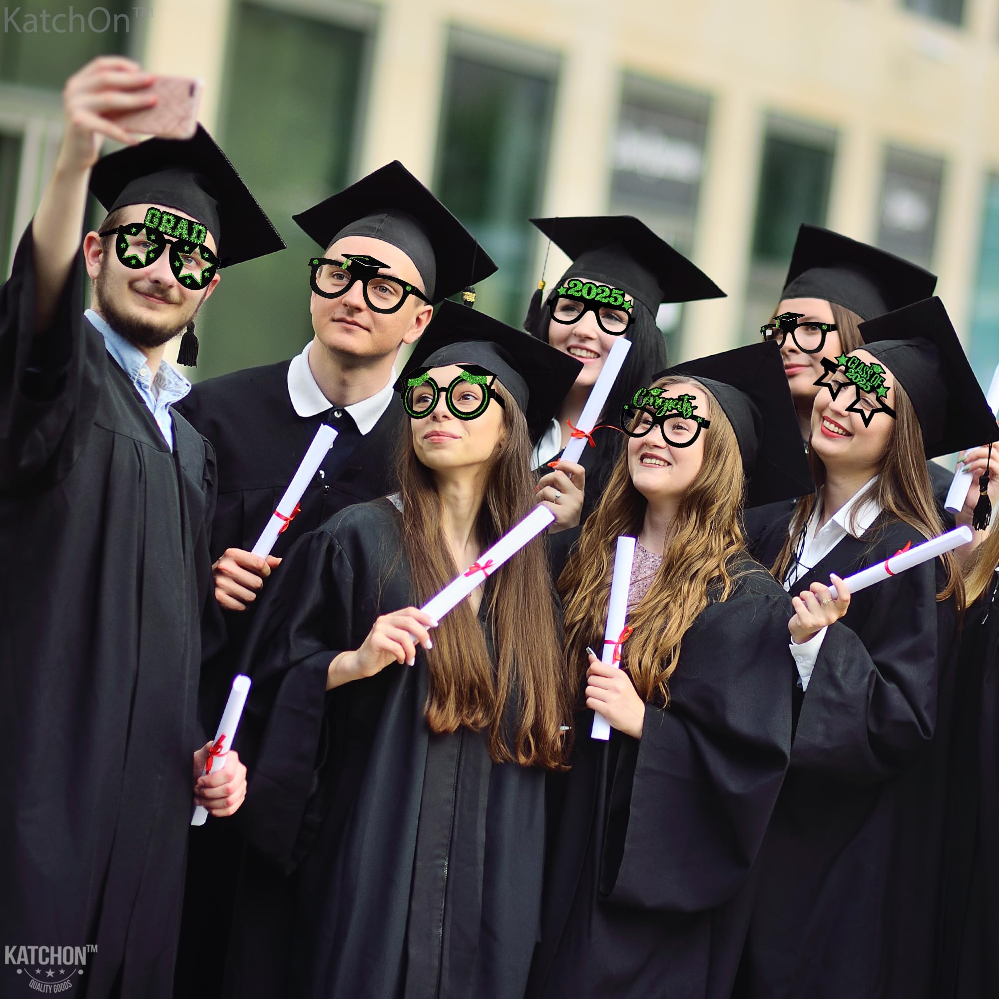 KatchOn Green Graduation Glasses 2025 - Pack of 12 | Class of 2025 Graduation Party Decorations & Photo Booth Props | Perfect for Graduation Ceremonies, Photo Shoots & School Celebrations