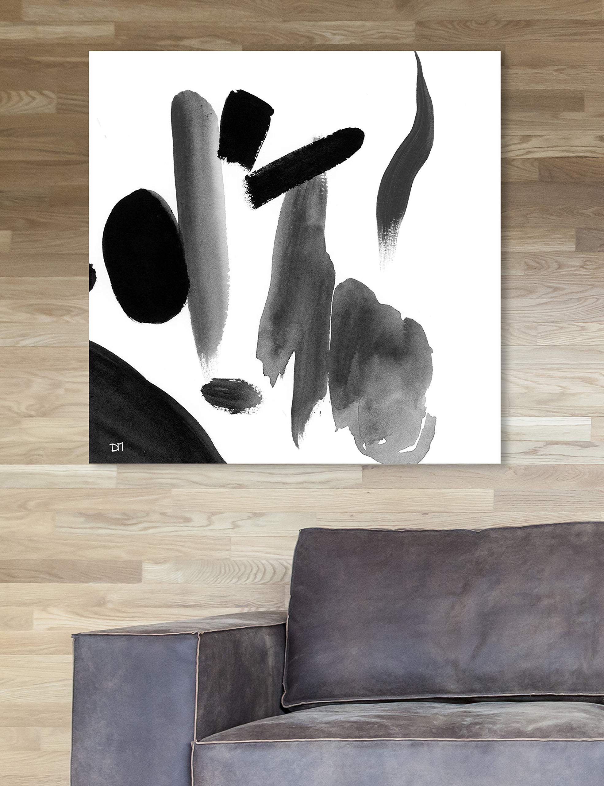 Abstract Wall Art Canvas Prints 'Soft Brushes' by Oliver Gal Artist Co. - 24x24 Inches Modern Home Decor in White & Black - Perfect for Living Room, Bedroom & Office Wall Decor