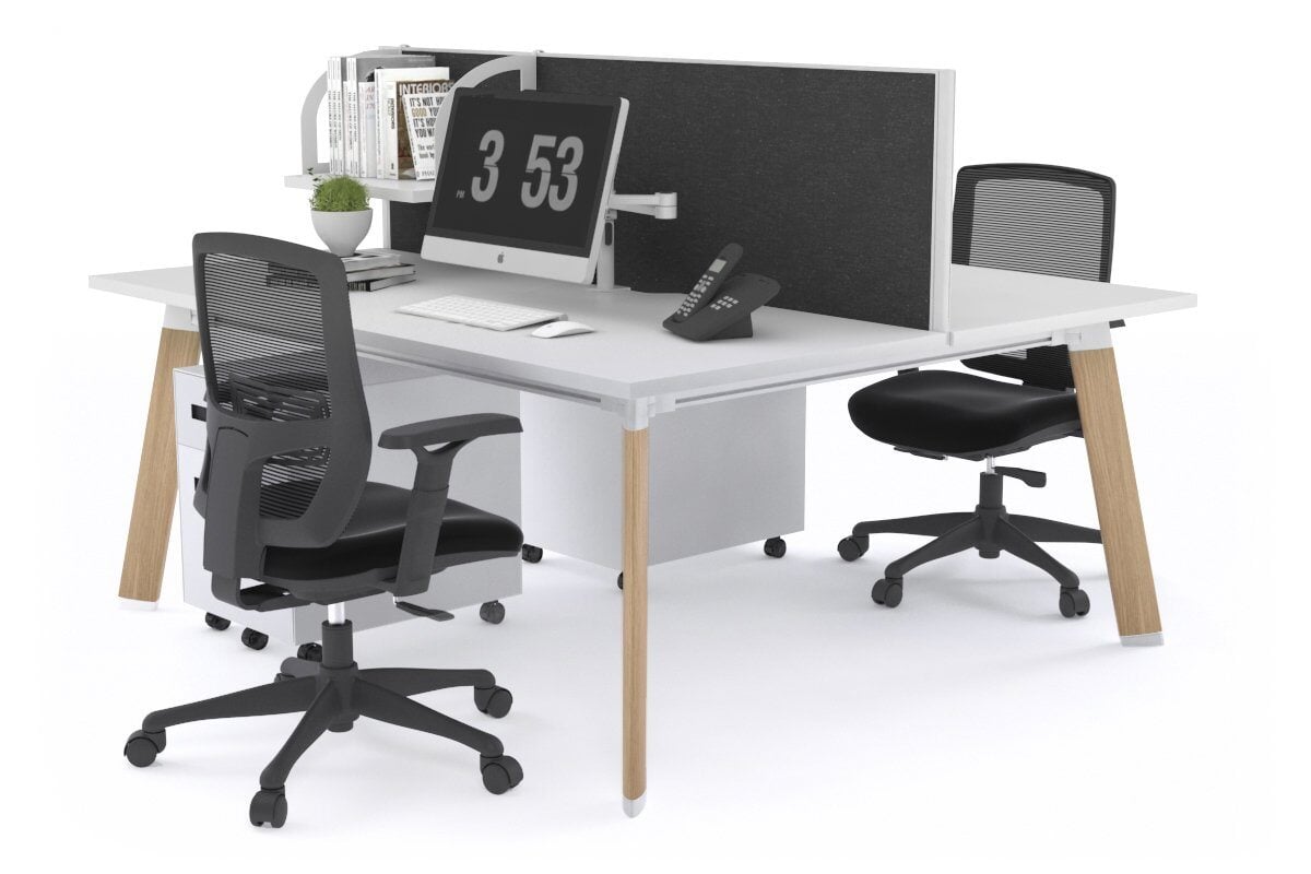 2-Person Workstation with Wood Imprint Frame - 1200L x 800W Office Desk with Cable Management Scallop - Perfect for Home Office & Shared Workspaces