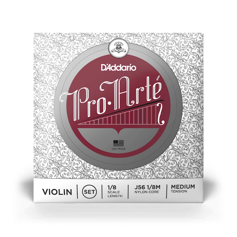D'Addario Pro Arté Violin Strings Set - 1/8 Scale Medium Tension for Beginners & Students - Perfect for Practice, Performances & Classical Music