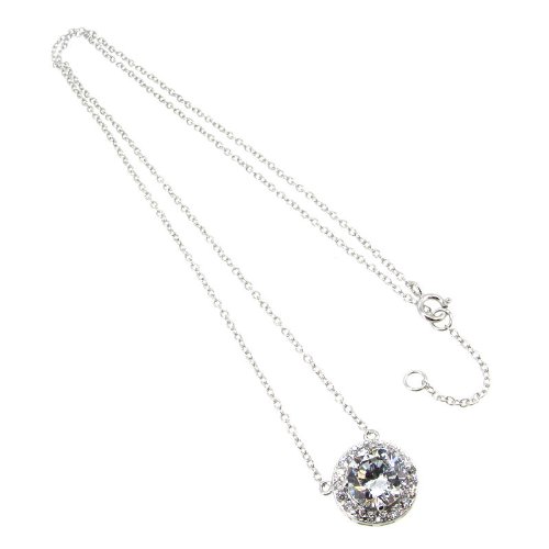 Elegant Sterling Silver Cubic Zirconia Pendant Necklace - Adjustable 16-17 Inch Chain | Perfect for Gifts, Weddings & Special Occasions