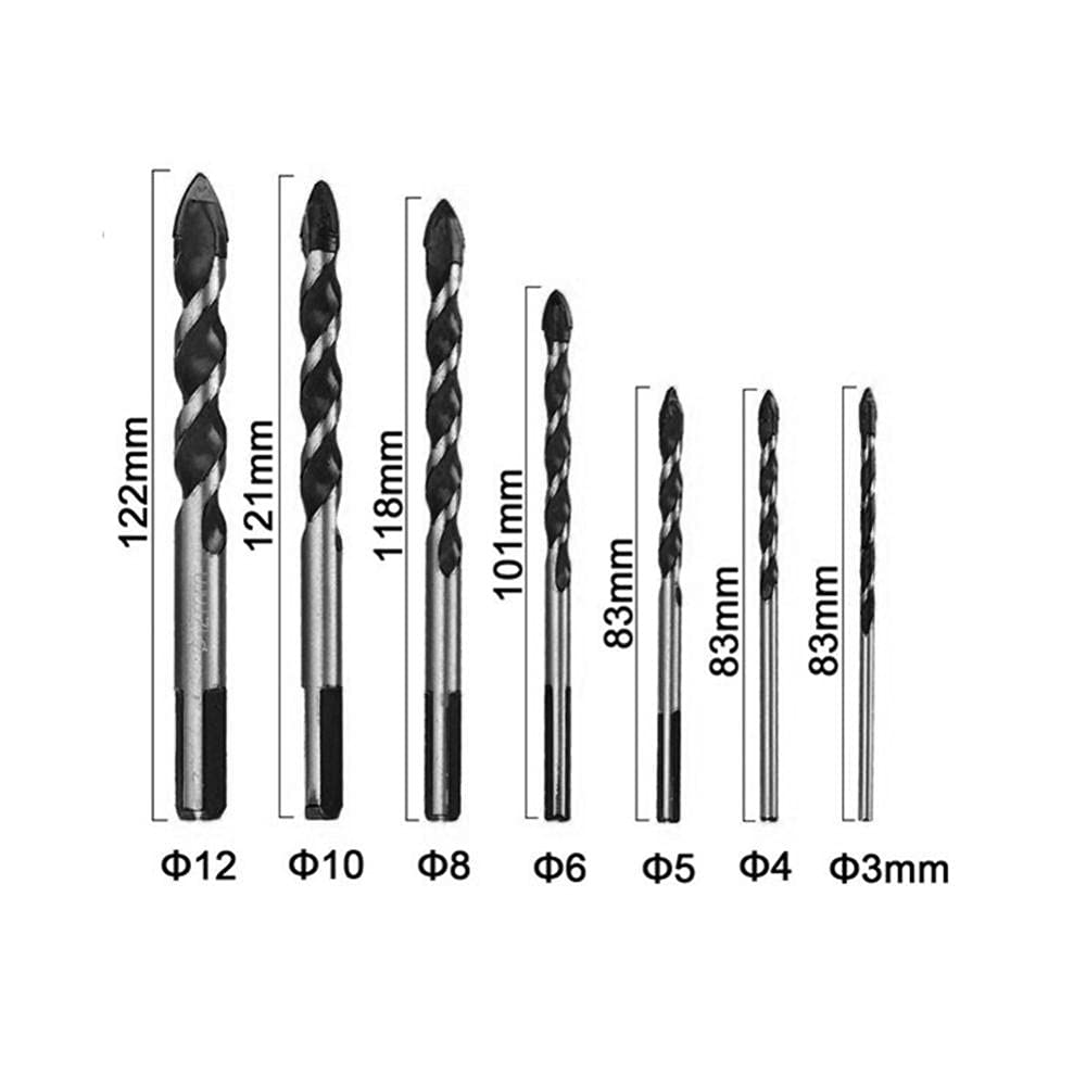 3/4/5/6/8/10/12mm Triangle Drill Bit Set for Concrete, Glass, Marble - Professional Woodworking & Carpentry Reamer Tools - Perfect for DIY Projects, Home Renovation & Crafting