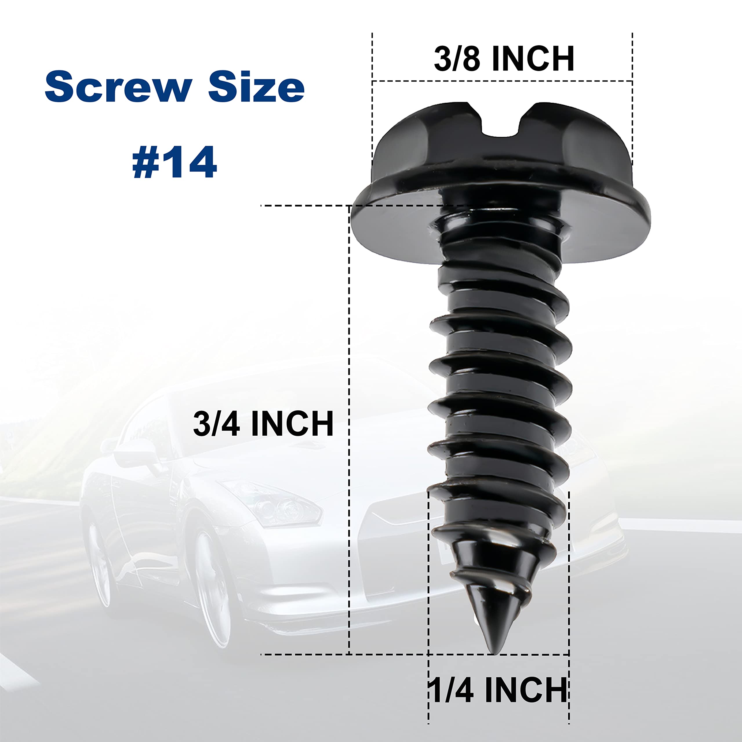 Hoewina 8 Sets Stainless Steel Anti-Theft License Plate Screws - Anti-Rattle & Rust-Proof Bolts for Securing License Plates Frames or Covers - Compatible with Cars, Trucks, SUVs (Black) - Perfect for Parking Lots, Car Shows & Vehicle Security