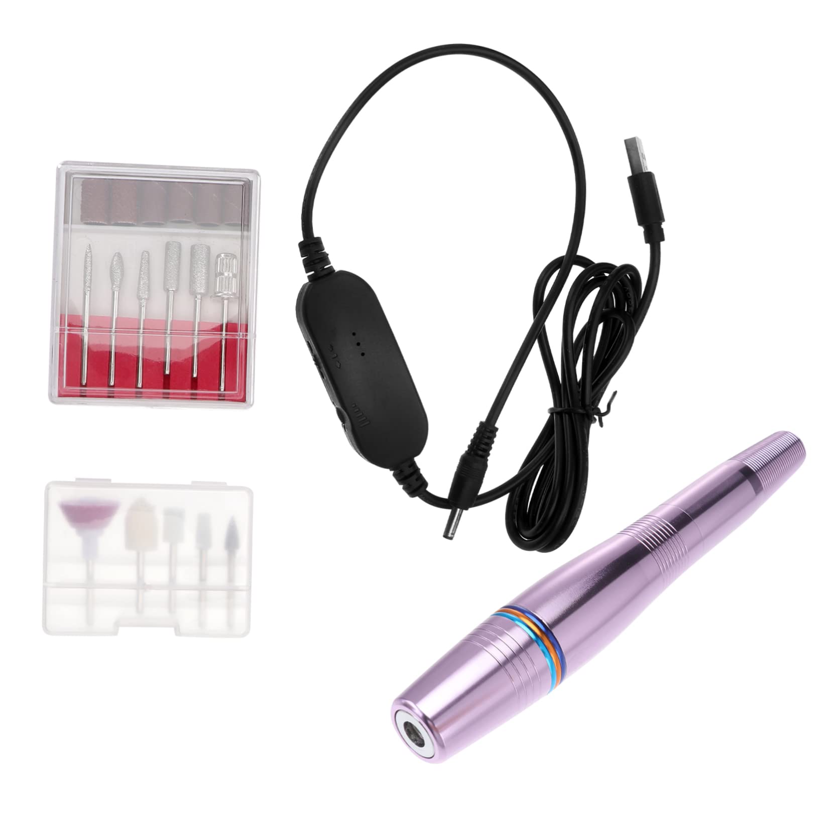 FRCOLOR Professional Portable Nail Polisher Kit - Electric Nail File, Manicure Tool Pen, Nail Grinder & Mini Plastic Nail Machine (Pink) | Perfect for Home Nail Care, Salon Professionals & Travel Manicures