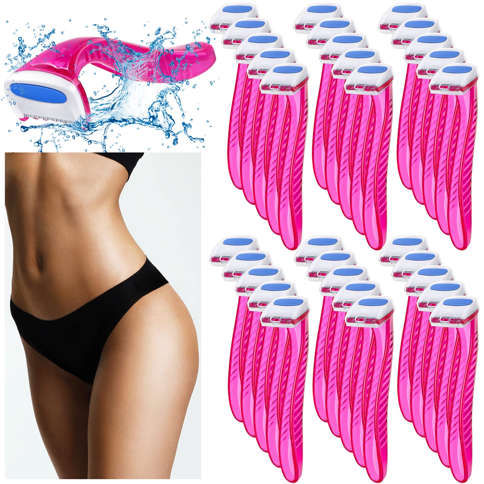 Honoson 30 Pack Disposable Bikini Razors for Women - Precision Bikini Trimmer, Underarm Hair Remover, Travel-Friendly Body Grooming Tool (Rose Red) - Perfect for Travel, Gym, Beach & Smooth Skin Care