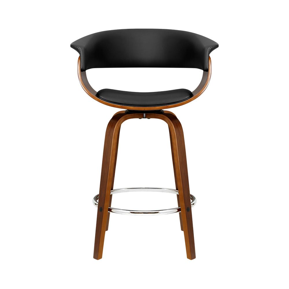 Swivel Bar Stool with PU Seat and Wooden Base - Perfect for Kitchen Islands, Bars, and Home Decor