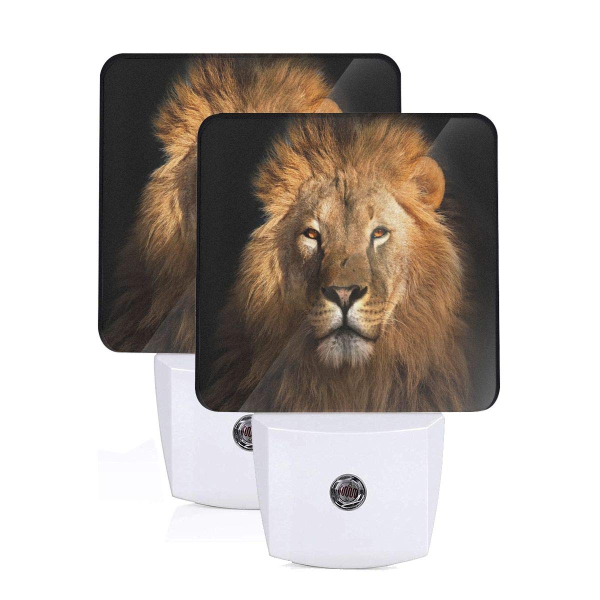 2-Pack 3D Lion LED Night Light with Auto Dusk-to-Dawn Sensor - Plug-in Decorative Bedside Lamp for Kids & Adults - Perfect for Nursery, Bedroom, Hallway & Gift Giving