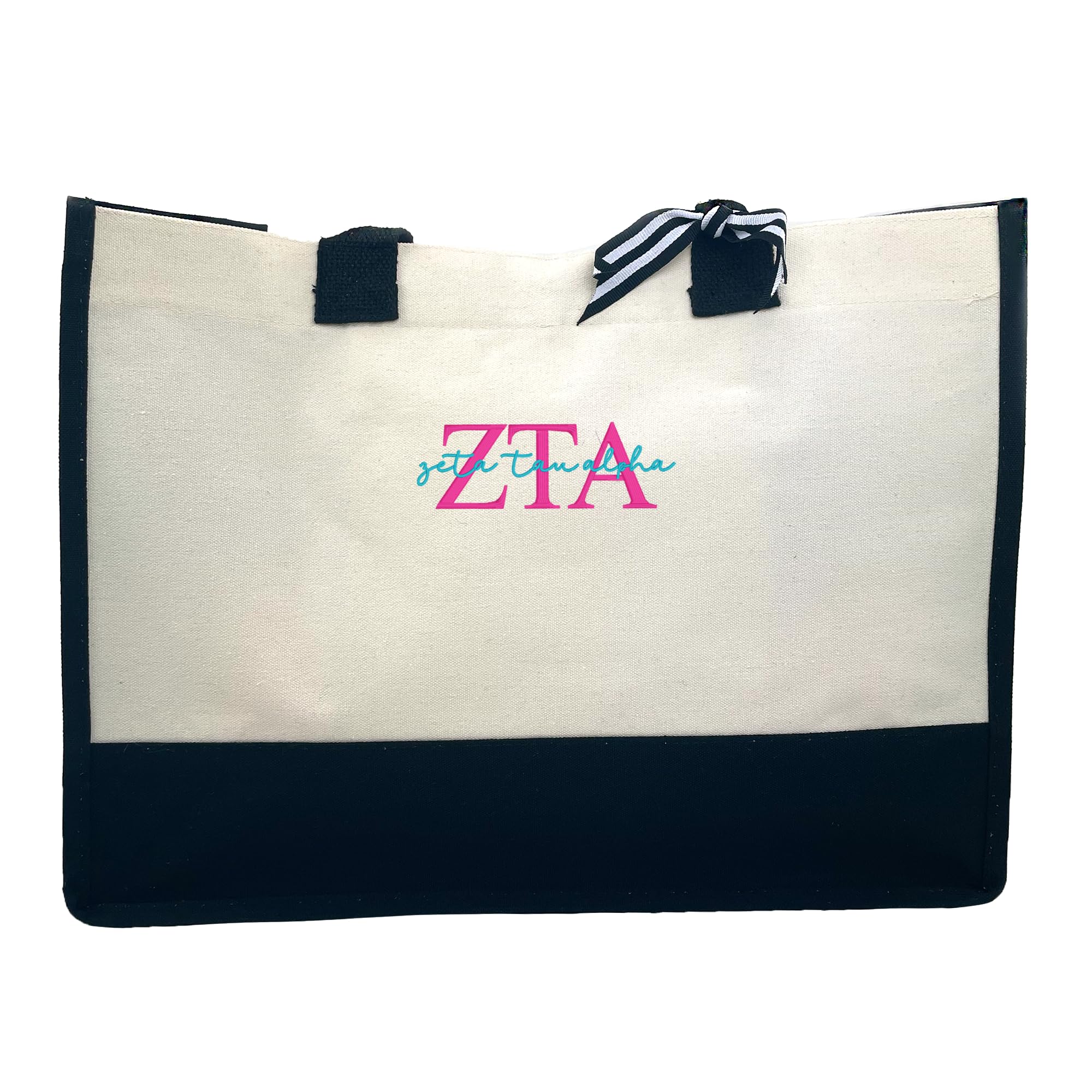 Go Greek Chic Embroidered Cotton Tote Bag - Stylish & Durable Handbag for Women, Perfect for Shopping, Beach & Daily Use