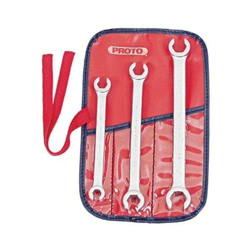 3-Piece Double End Flare Nut Wrench Set - 6 Point Professional Automotive Tool Kit for Brake Lines and Fuel Pipes Repair