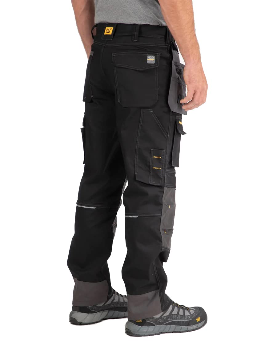Caterpillar H2O Defender Water Resistant Work Pants for Men - Reinforced Knees, Bellowed Cargo Pockets & Tool Bags - Durable Construction for Outdoor Work, Construction & Heavy Duty Jobs