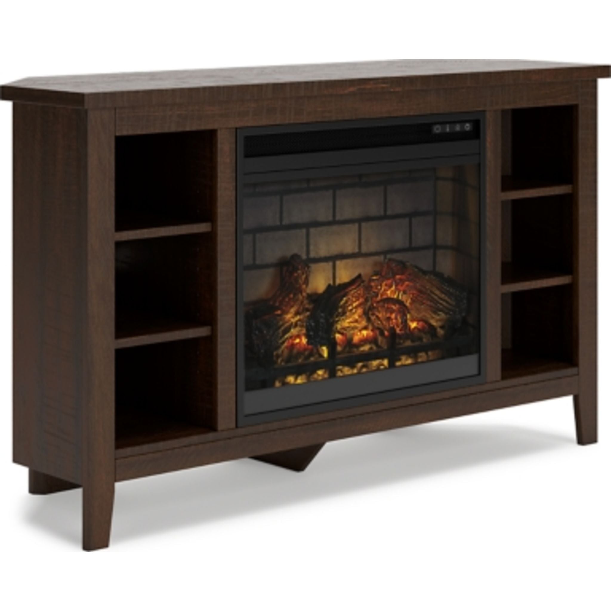 Camiburg Corner TV Stand for Living Room - Modern Wood Entertainment Center with Storage Shelf for Flat Screen TVs up to 65