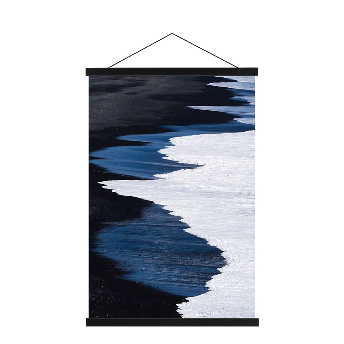 Ywlake 40 Inch Magnetic Poster Hanger - Wooden Frame with Strong Magnets for Hanging Posters, Maps, Canvas Art (Black) - Perfect for Home, Office, Gallery & Classroom Decor