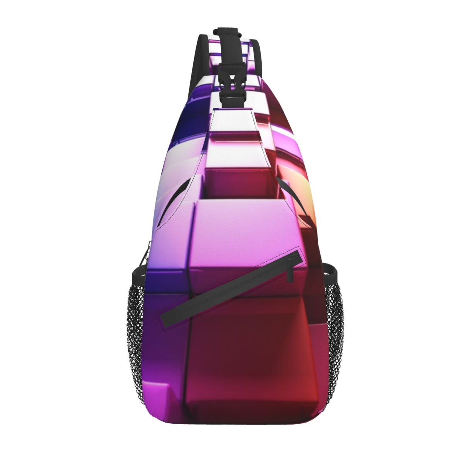 Stylish Casual Sling Backpack for Men & Women - Colorful Cube Pattern Crossbody Shoulder Bag, Tactical Daypack Satchel - Perfect for Travel, Camping, Hiking & Outdoor Adventures