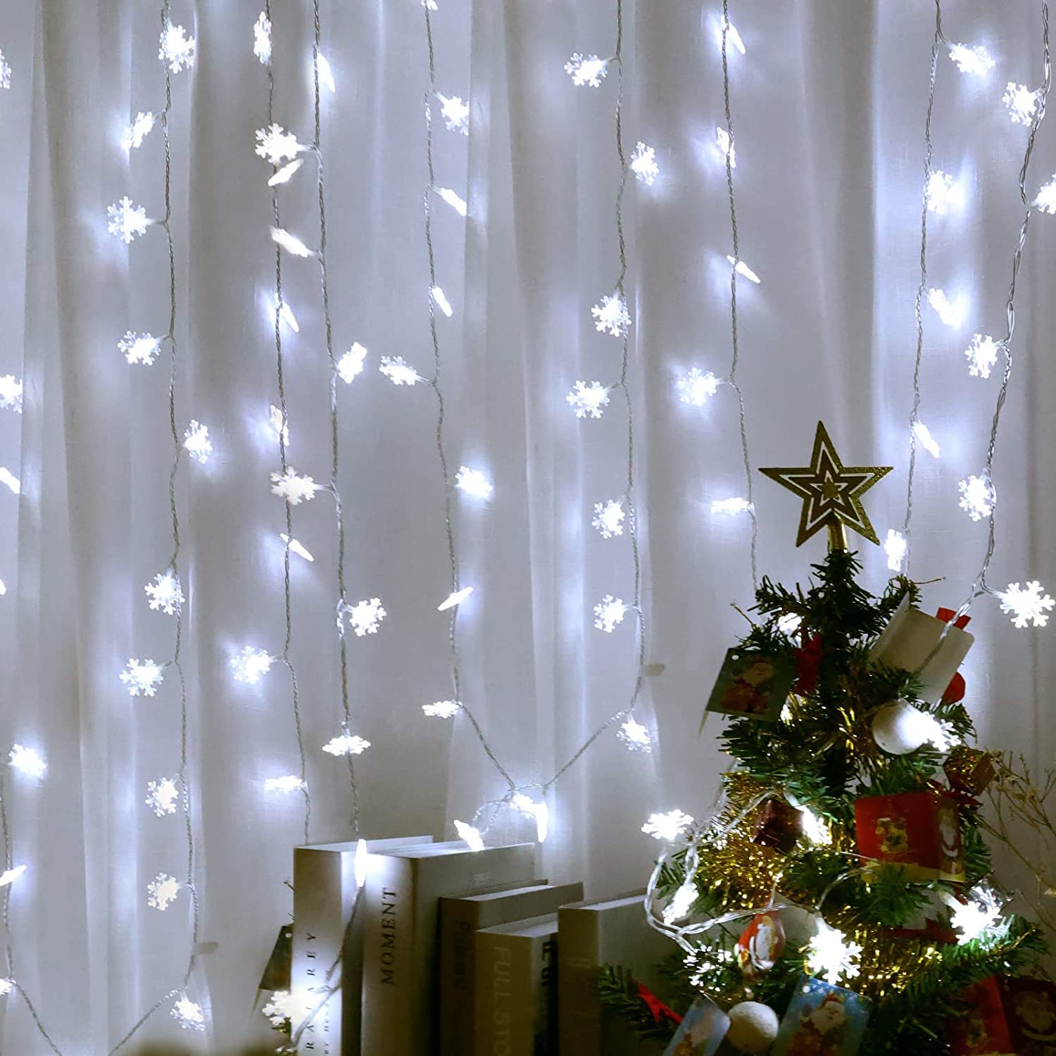 Auxiwa 100 LED Christmas Lights - Waterproof Snowflake String Lights for Indoor Outdoor Decor, Holiday Party, Bedroom, Office, Patio, Yard | Perfect for Xmas Tree, Window, Mantel & Gift Wrapping