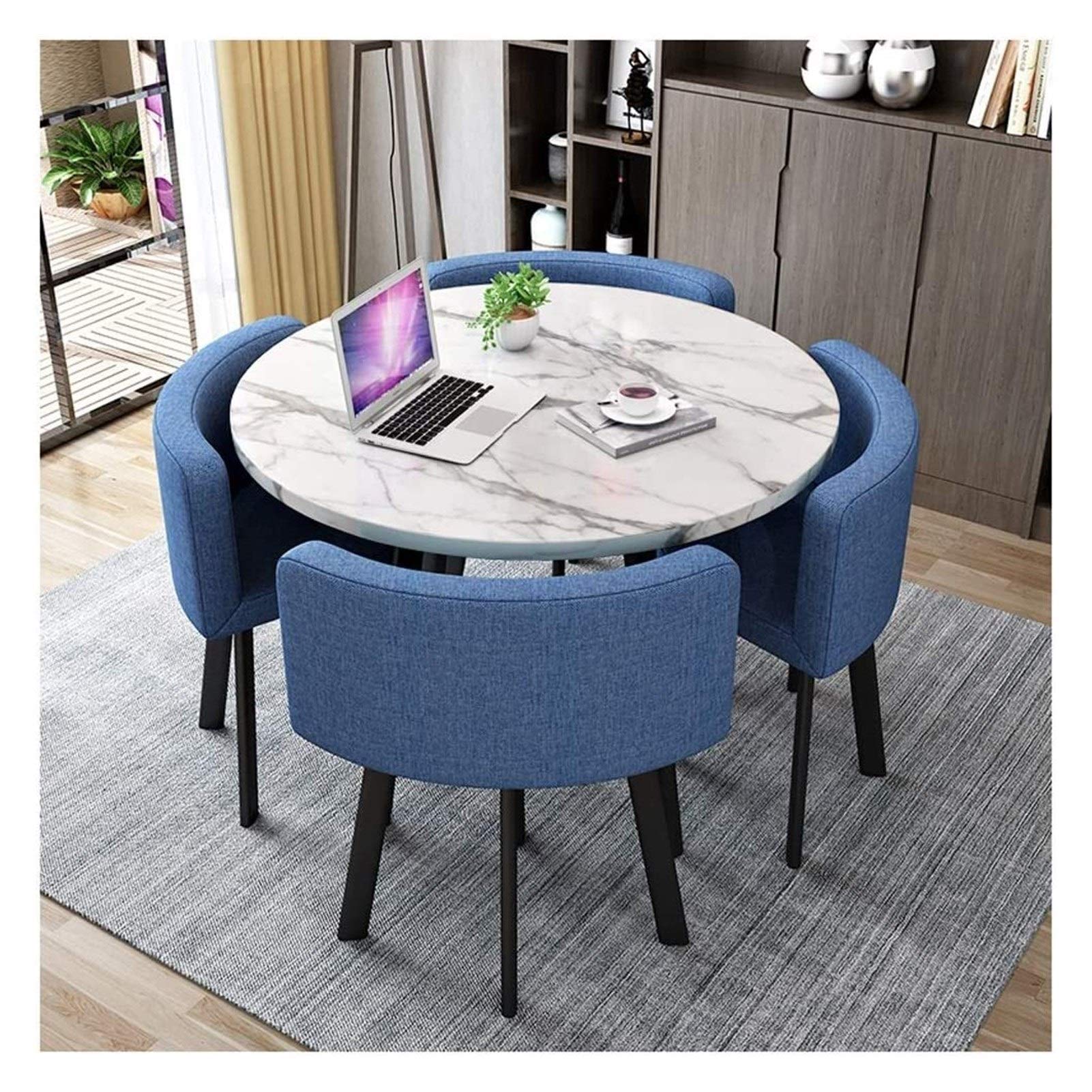 Modern Round Dining Table Set with 4 Chairs - Nordic Minimalist Kitchen & Living Room Furniture - Perfect for Small Space Dining, Family Meals, and Casual Gatherings