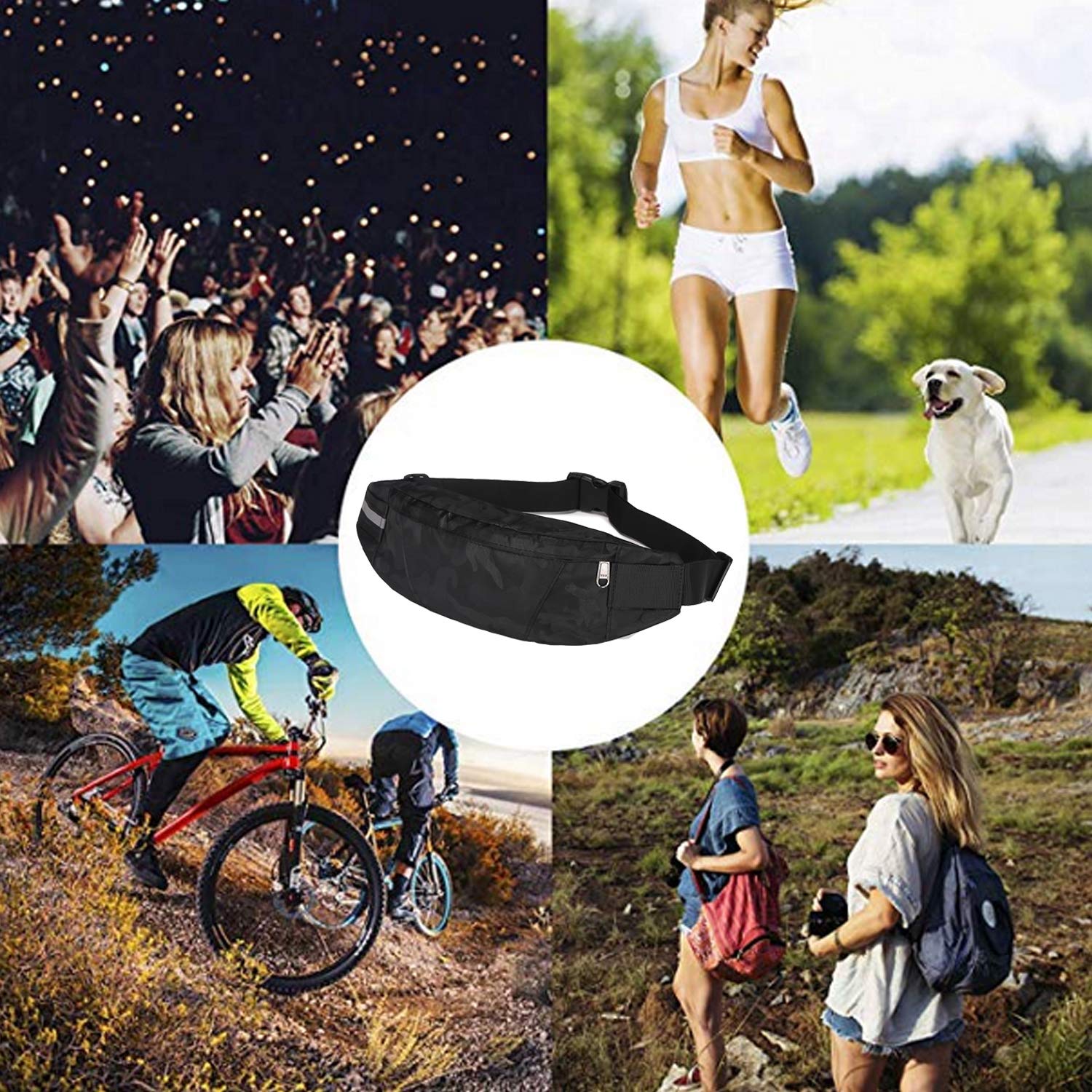 Waterproof Adjustable Fanny Pack Waist Bag for Men & Women - Lightweight Running Belt with Headphone Hole for Workout, Travel, Hiking & Climbing - Perfect for Gym, Outdoor Adventures & Daily Commute