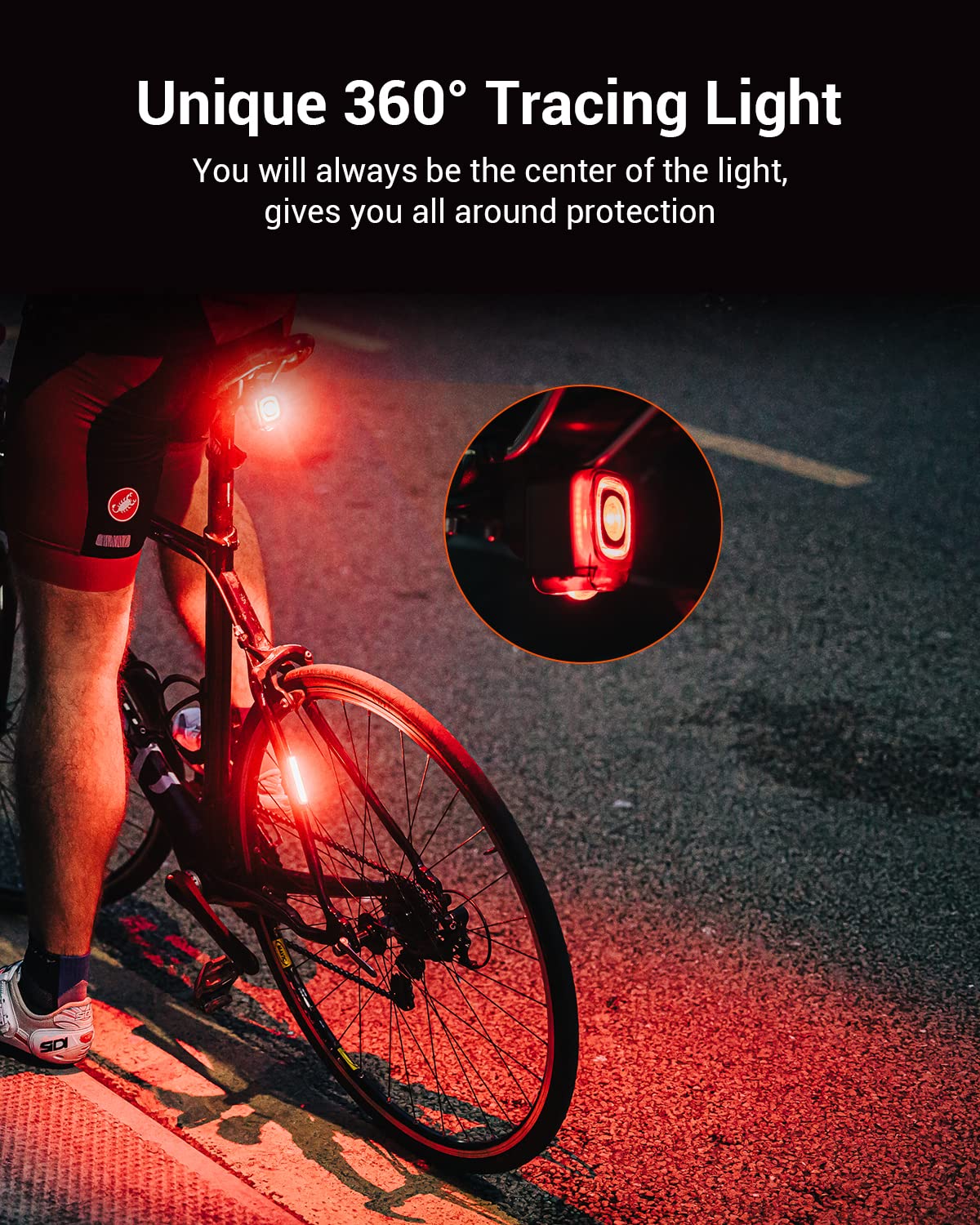 Magicshine SEEMEE 200 Rechargeable Bike Tail Light - 200 Lumens High Visibility Bicycle Rear Light with Smart Brake Sensor, IPX6 Waterproof, 5 Lighting Modes for Road & Urban Cycling - Perfect for Night Commuting and Safety Riding