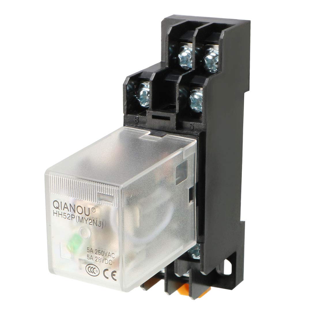 uxcell 12V DC Electromagnetic Power Relay with Green Indicator Light, 8 Pin DPDT General Purpose Relay + Socket Base - Perfect for Industrial Control, Automation Systems, and Electrical Equipment