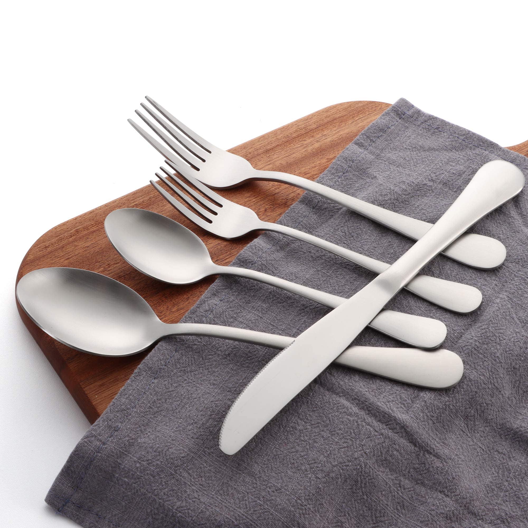 40-Piece Silverware Set for 8 - Stainless Steel Flatware Cutlery Set with Knife, Fork & Spoon - Elegant Satin Finish Dining Utensils for Home, Restaurant & Party - Dishwasher Safe & Durable - Perfect for Everyday Use, Dinner Parties & Fine Dining