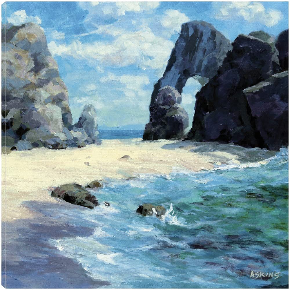 Ocean Inlet Fine Art Canvas Wall Decor by Julian Askins - 22x22 Inch Ready to Hang Painting for Living Room, Bedroom, Office - Coastal Home Decor & Beach House Wall Art