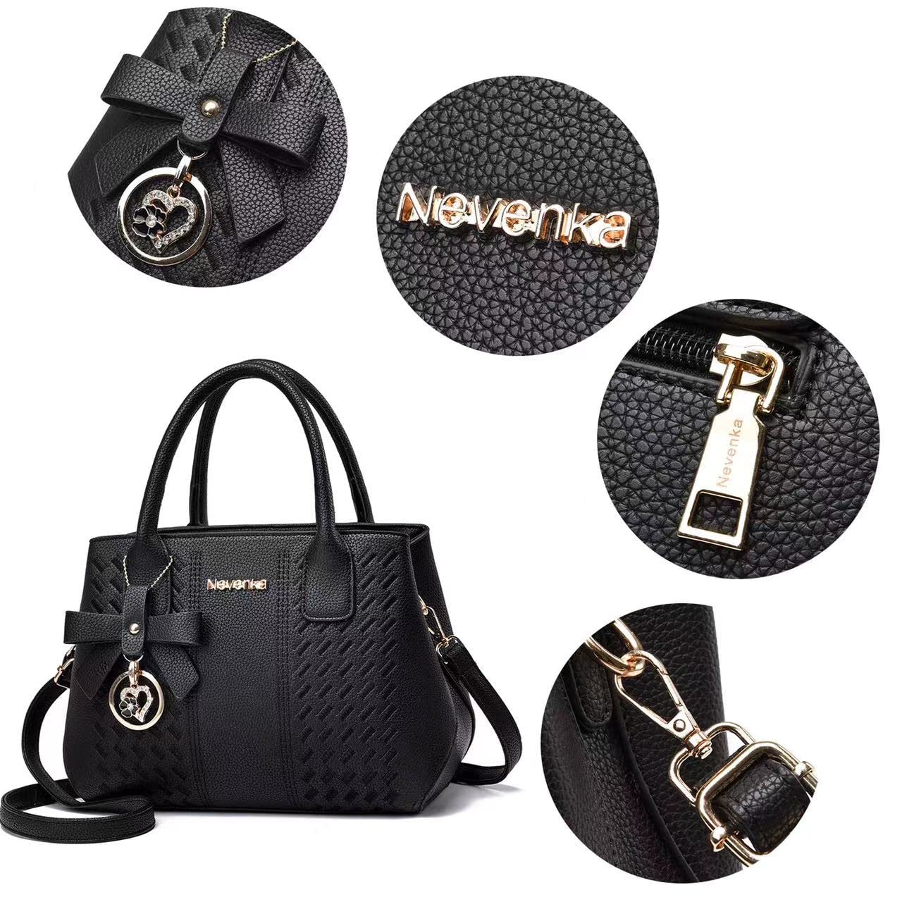 Nevenka Women's Designer Shoulder Bag & Handbag - Stylish Satchel Purse for Ladies (Black) | Perfect for Work, Travel, and Everyday Use