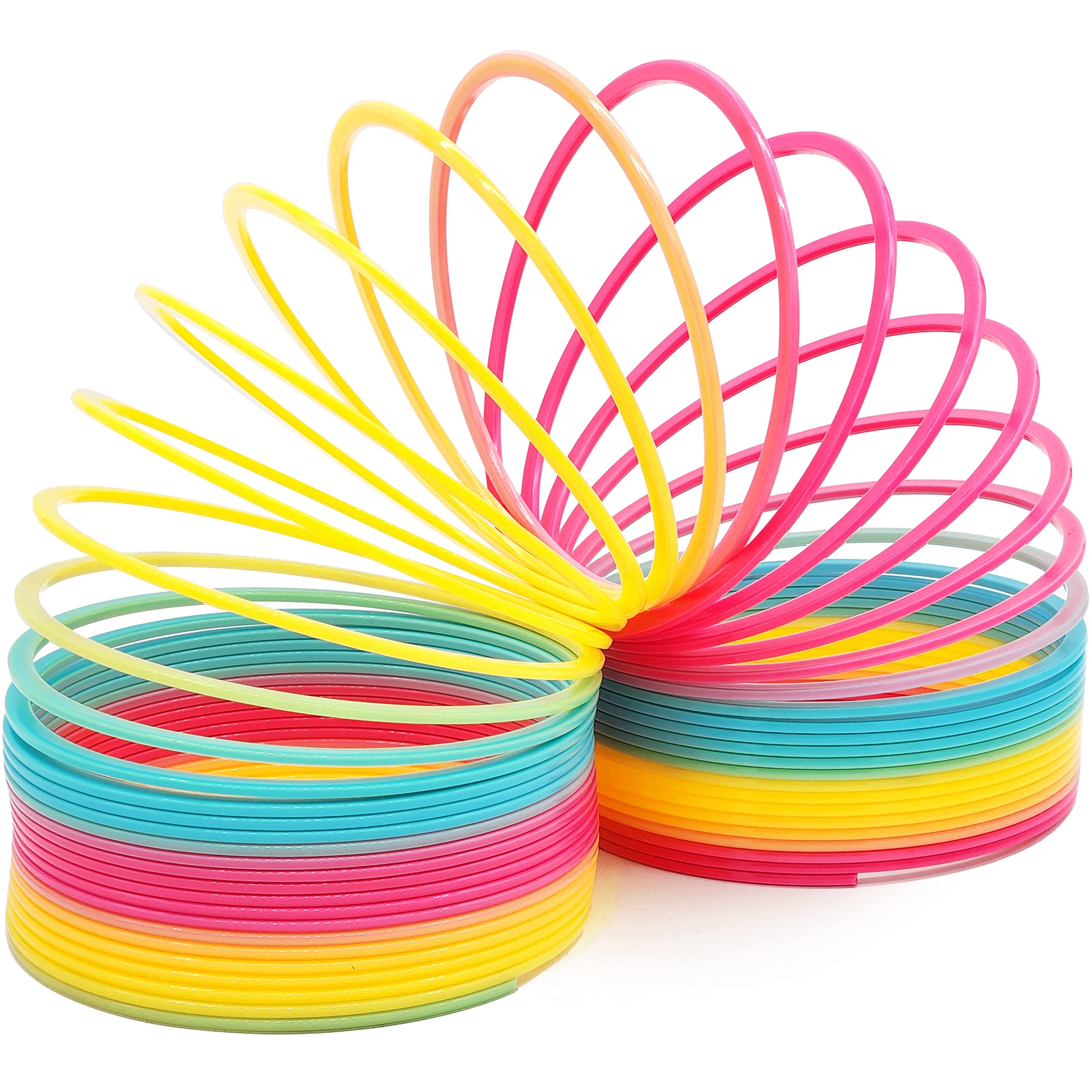Jumbo Rainbow Plastic Coil Spring Toys for Kids - 6 Inch (150mm) Individually Wrapped Party Favors, 12-Pack - Perfect for Birthday Parties, Classroom Rewards & Sensory Play