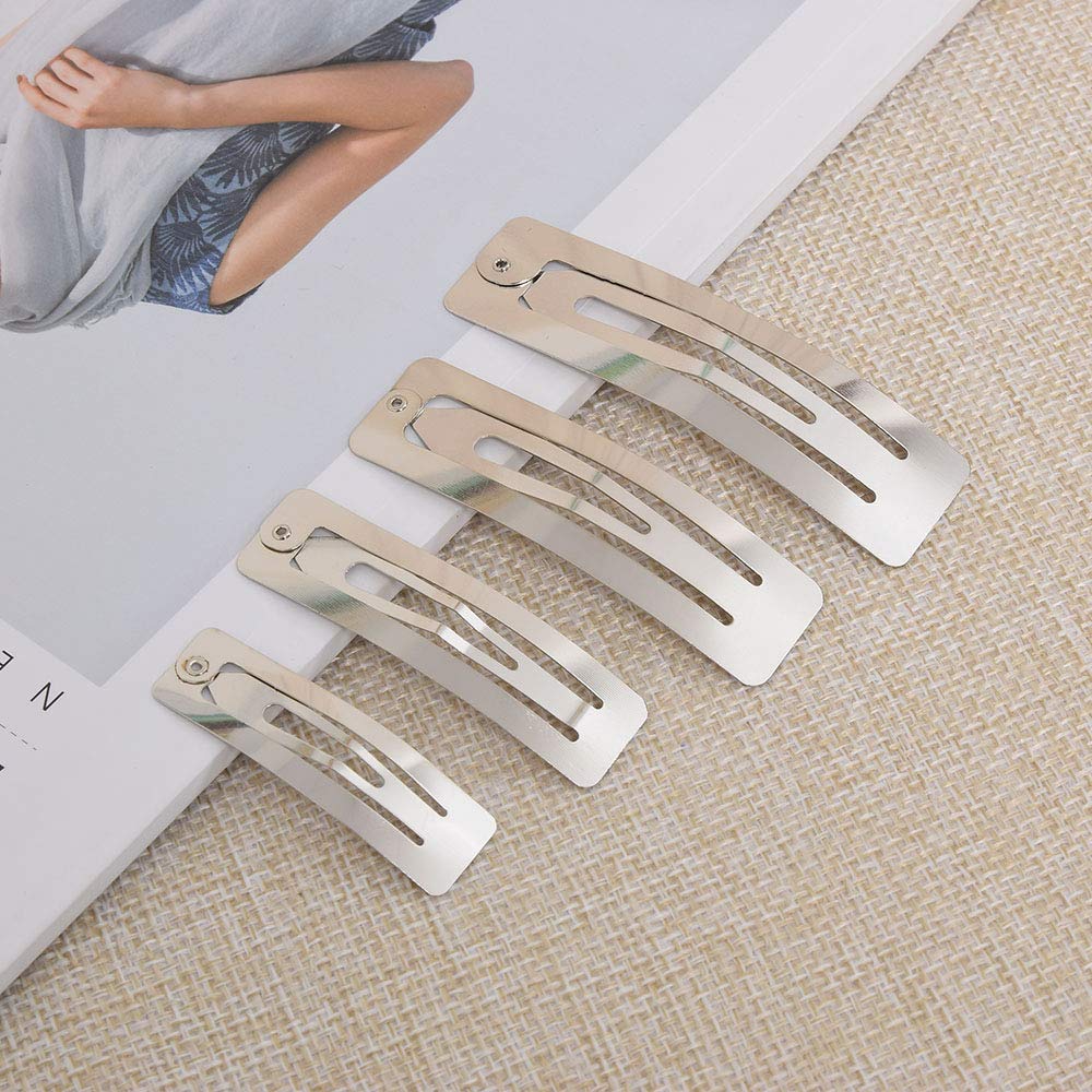 80 Pack Silver Metal Snap Hair Clips for Women & Girls - Strong Rectangle Hair Barrettes for Bangs & Styling - Perfect for School, Work, Parties & Everyday Use